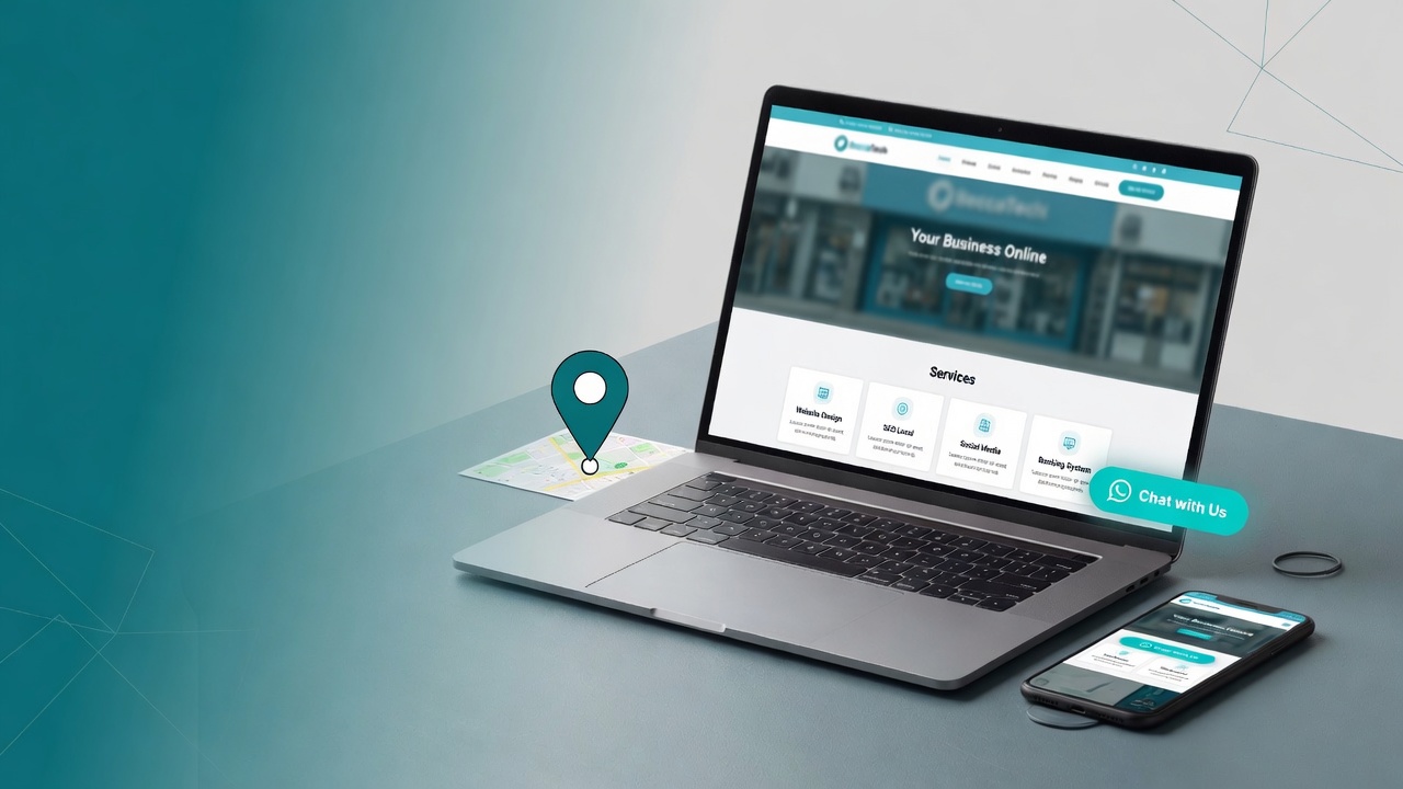 Business website package — laptop with local business site